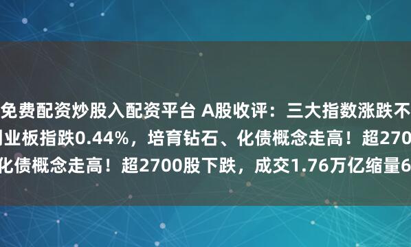 免费配资炒股入配资平台 A股收评：三大指数涨跌不一，沪指涨0.44%创业板指跌0.44%，培育钻石、化债概念走高！超2700股下跌，成交1.76万亿缩量694亿