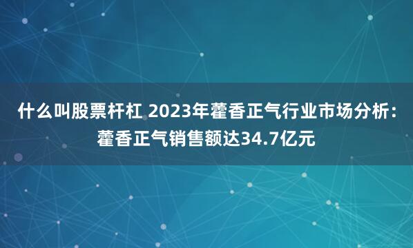 什么叫股票杆杠 2023年藿香正气行业市场分析：藿香正气销售额达34.7亿元