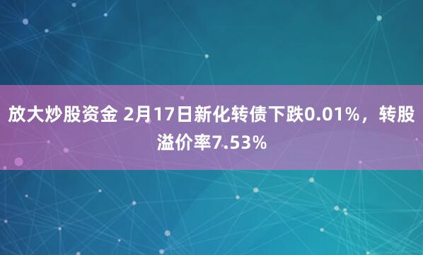 放大炒股资金 2月17日新化转债下跌0.01%，转股溢价率7.53%