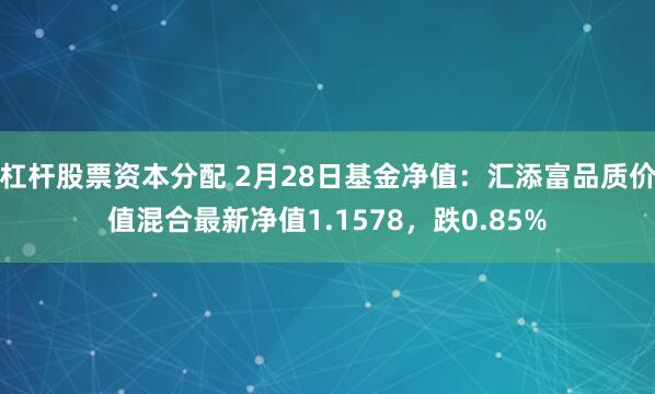 杠杆股票资本分配 2月28日基金净值：汇添富品质价值混合最新净值1.1578，跌0.85%