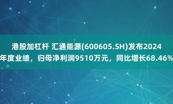 港股加杠杆 汇通能源(600605.SH)发布2024年度业绩，归母净利润9510万元，同比增长68.46%